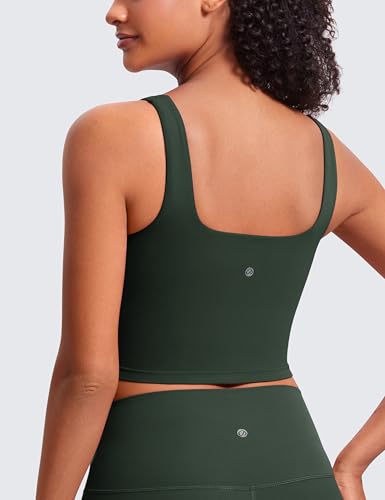 Image of CRZ YOGA Butterluxe Square Neck Crop Tank Top | Light Support, Removable Pads, Yoga, Extremely Soft, Wide Straps, Longline Sports Bras for Women