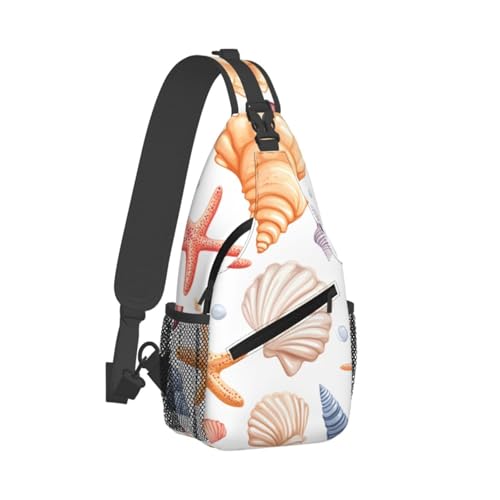 Mochila tipo sling unisex ligera con estampado estrella de mar miniatura 2