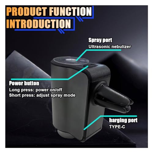 Image of Smart Car Air Freshener Diffuser, Car Air Aroma Diffuser with Three Adjustable Intensity Levels, Rechargeable Intelligent Auto Aroma Diffusers with 3Pcs Empty Bottle (No Essential Oil)