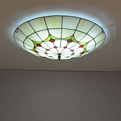 Montage à chasse d'eau de plafond vitrail E27 ronde rétro 50 cm