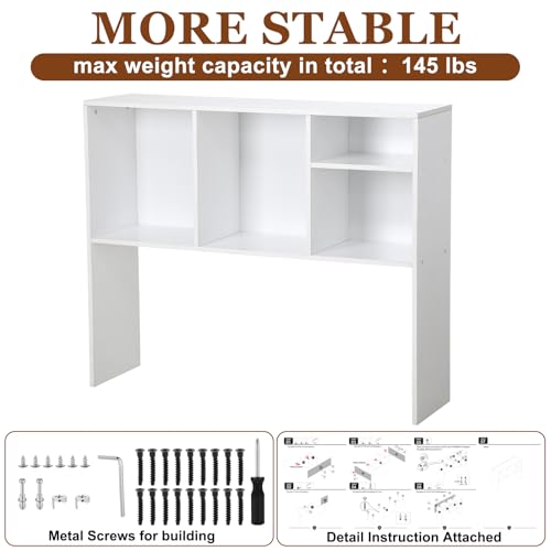 Briwooody Dorm Desk Hutch Desktop Bookshelf for College Office, White by Briwooody - Used condition - Image 4