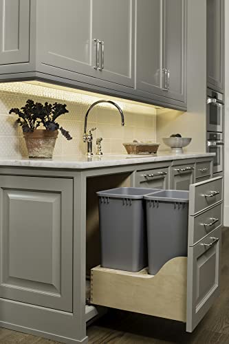 Rev-A-Shelf Wood Pull Out Trash/Waste Container W/Soft Close And Servo Drive System #TOP4