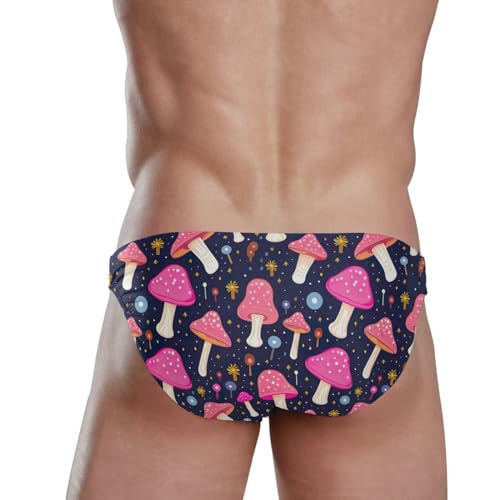 Men Swimming Kawaii Pink Mushrooms Bikini Swimsuit Swimwear Quick Dry Print Briefs S 212151064