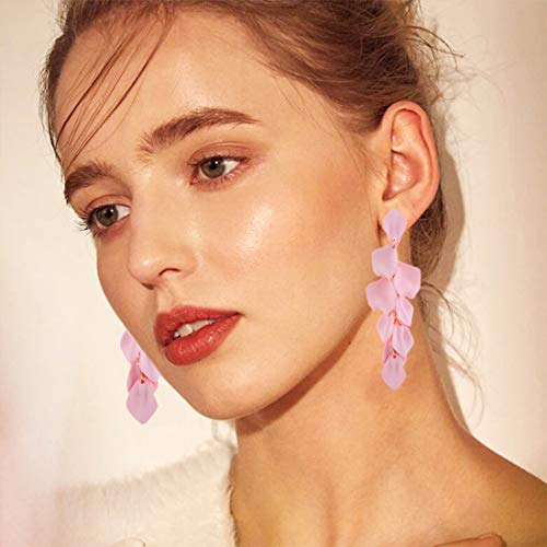 GVUSMIL Acrylic Rose Petal Drop Dangle Earrings Bohemian Resin Square/Oval/Hoop/Flower/Heart Statement Earrings for Women Gifts3