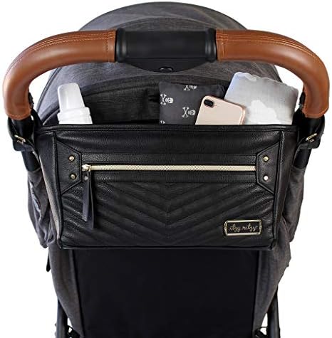 Itzy Ritzy Adjustable Stroller Caddy and Organizer Bag (Black with Gold)