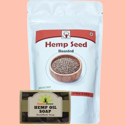 Image of AptEat Hemp Seed Roasted for Eating 200g + Hemp Soap 75g Salty Roasted Omega 3 & 6 | High in Protein, Fibre | Salted Roasted /Toasted Hemp Seeds + Hemp Oil Soap Combo Pack (200g, Roasted Salty)