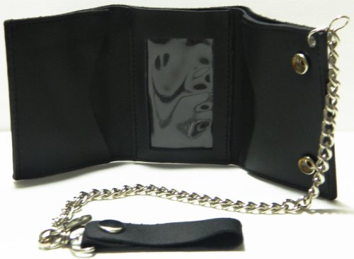 Gadsden American Flag Biker Chain Leather Wallet Tri Fold2