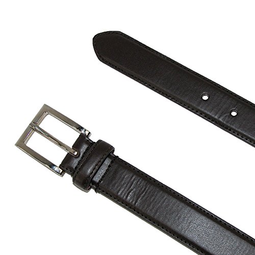 CTM Men's Big & Tall Leather Basic Dress Belt with Silver Buckle2