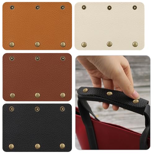 CZAKOMIX 4 Piezas Fundas de Piel Sintética para Asa de Bolso, Funda Protectora para PVC Asa de Cuero, Funda Protectora para Asas de Maleta, Color 4 para Antidesgaste para Bolsa