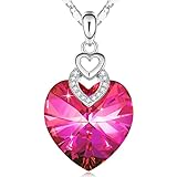 PLATO H 3 Hearts Crystal Necklace for Teen Girls Women Love You Pendant Jewelry in Gift Box Dainty B
