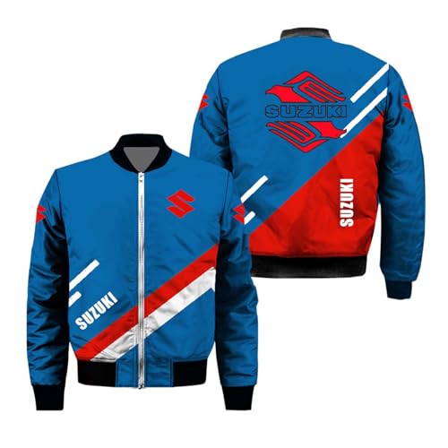 FBWZSAG Chaquetas Bomber 3D Cálidas Y Suaves para Hombre para SU.ZU.K.I Prendas Exteriores con Cremallera Abrigos con Cuello Alto Ropa Cargo A Prueba De Viento-A||M