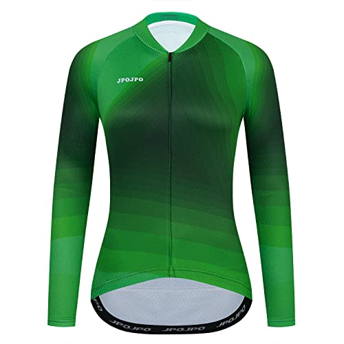 HimyBB Women Cycling Jersey Pro Team Long Sleeve Bike Shirt Tops UPF 50+ Sun Protection XXL Green