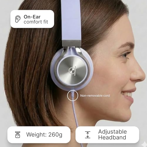 Image of ARTIX CL750 Foldable Wired Headphones with Microphone | Noise Isolating On Ear Headset with Volume Control for Online Classes & Gaming (Lavender, 3.5mm Jack)