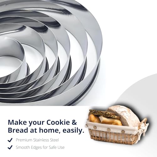 Image of Round Cookie Cutter Set (12 pcs) - Stainless Steel Baking Molds for Cookies, Biscuits & Pastry | Durable Commercial-Grade Metal Cutters for Baking & Kitchen Use