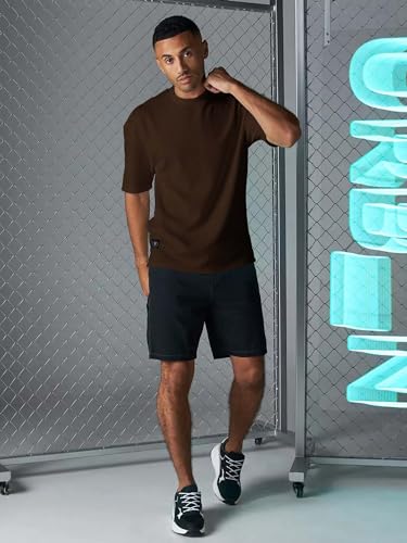 Image of Maniac || Mens || Solid || Round Neck || Half Sleeve || Seersucker || Cottonblend || Oversized || T-Shirt