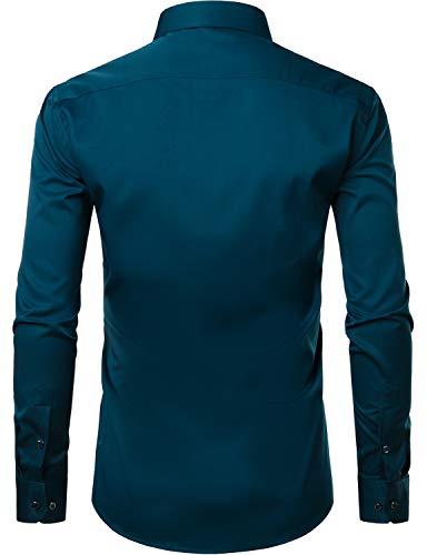 ZEROYAA Men's Business Formal Slim Fit Long Sleeve Button Up Dress Shirts with Pocket4