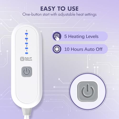 Heated Blanket Twin Size 62" x 84" - Soft Cozy Flannel Sherpa Electric Blanket Twin with 5 Heating Levels & 10 Hours Auto Off, Machine Washable and Ideal Gift for Grandma (Purple)