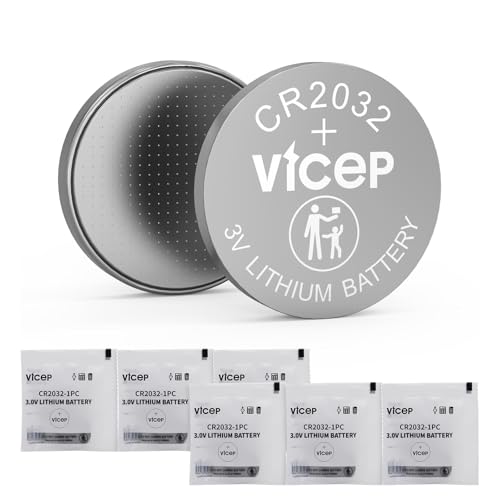 ViCep Paquete de 6 Pilas CR2032 Pila Boton CR 2032 de Litio 3V para llaveros de Coche, Relojes, calculadoras, Luces LED y más. Envasadas Individualmente