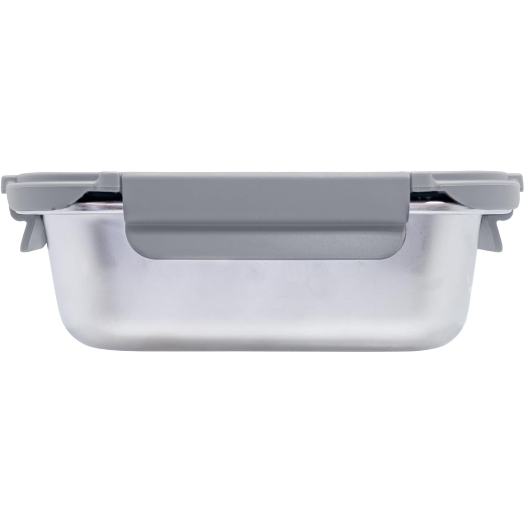 Nerthus FIH 1543 lunchbox ze stali nierdzewnej 1200 ml z hermetyczną szklaną pokrywką do mikrofalówki bez pokrywki idealny do pracy