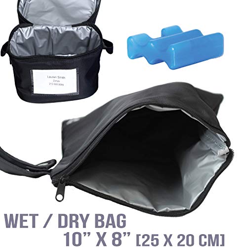 Zohzo Breastmilk Compact Cooler Bag with Ice Pack - Insulated Breast Milk Cooler with Accompanying Wet/Dry Bag (Black) - Thumbnail 7