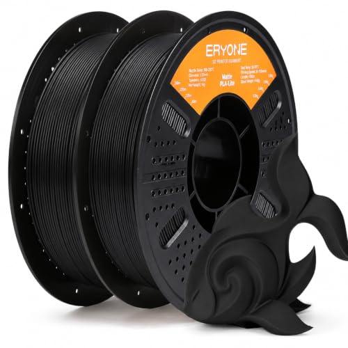 Image of ERYONE Matte PLA Lite 3D Printer Filament 1.75 + /- 0.03mm, Matte Filament 2KG(2.2LBS) Spool, Black