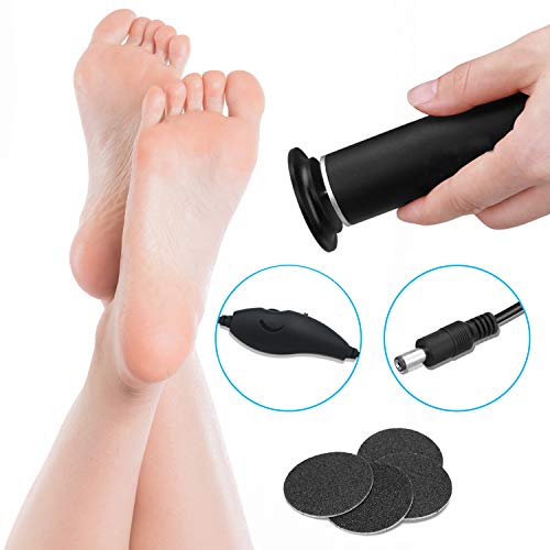 Powerful Electric Callus Remover with 60pcs Sandpaper Disk Speed Adjustable (Black) … (black)