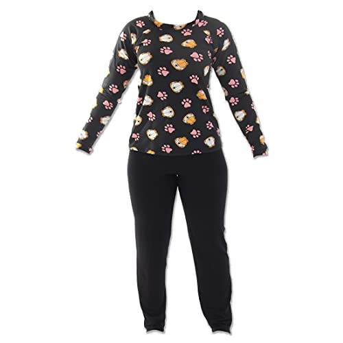 Pijama Estampado Manga Longa Click Mais Bonita (M, Preto)