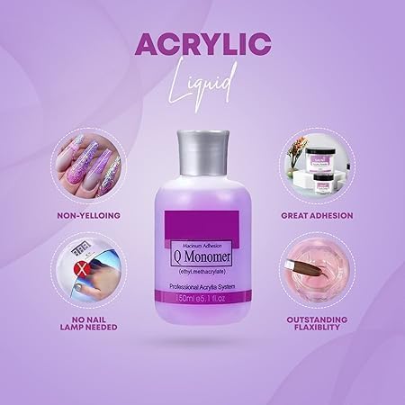 Acrylic Nail Monomer with Brush and Dappen Dish, Professional Nail Extension Kit, 150ml 3