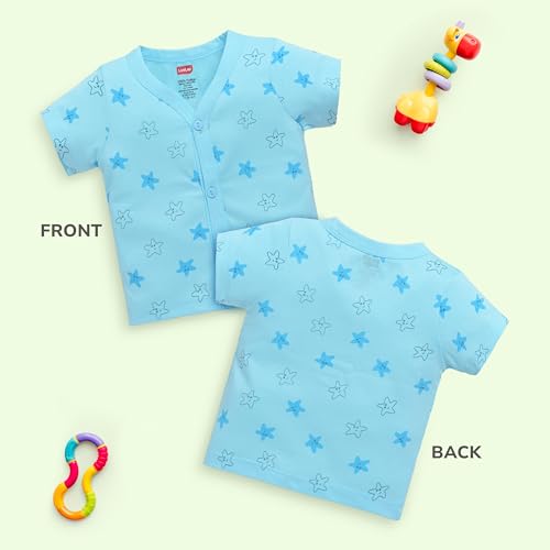 Image of LuvLap Baby Girls Regular Fit 100% Cotton Half Sleeves Girls Jhabla Shirt Pack of 4