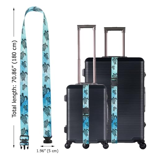 Image of WIRESTER Set of 2 Adjustable Luggage Straps With Buckle, Travel Secure Belt for Suitcase Baggage, Luggage Accessories - Ocean Sea Turtle