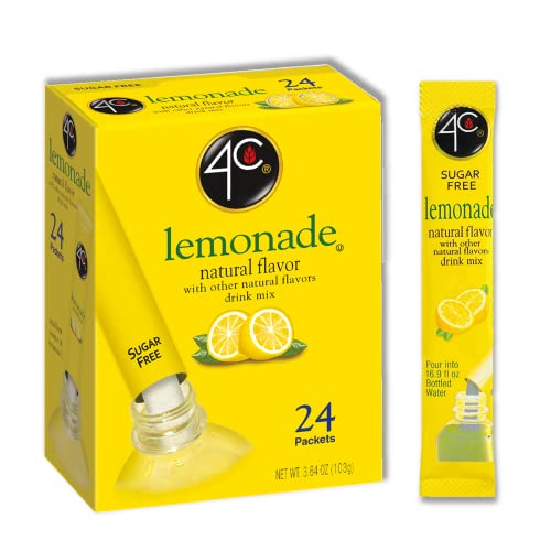 4C Powder Drink Mix Packets, Lemonade 6 Pack, 24 Count, Singles Stix On the Go, Refreshing Sugar Free Water Flavorings