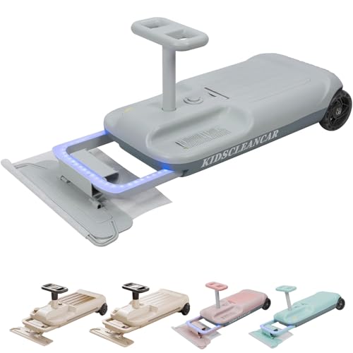 アップグレードされた電動ゴーカート、子供用のクリーンカー、床掃除機能付きウィグルカー、3〜12歳向けの収納付きドリフトカートカー,Grey