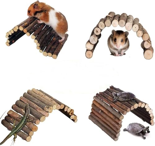 Wooden Hamster Bridge Small Animal Bendy Bridge Ladder Bridge Small Animal Wooden Cage for Guinea Pigs Ferrets - Image 2
