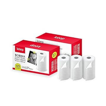 Papel Térmico Adesivo 3 Rolos para Mini Impressora 57x30mm Keep - KP003