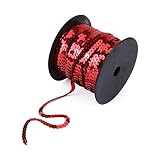 Aysekone 100 Yards 6mm Metallic Sequins Trim – Flat Round Spangle Sewing String for Wedding Dresses, Costumes & DIY Crafts (Red)