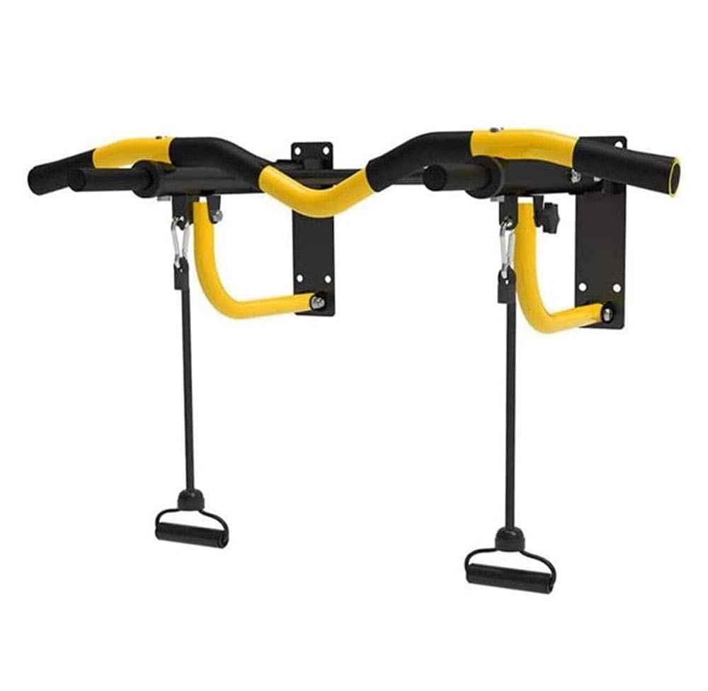HTTGDGDH Wall Mounted Pull Up Bar, Strength Training Pull-Up Bars, Heavy Duty Wall Mount Chin Up Bar With Exercise Bands, Maximum Weight 440 Lbs, Ideal For Home Gym Indoor Outdoor,Yellow
