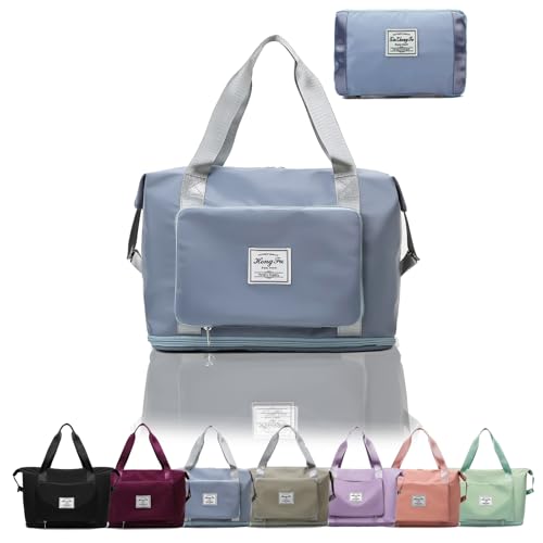 ALLMIRA キャリーオンバッグ 折りたたみ ボストンバッグ 折畳み 大容量 旅行バッグ スポーツバッグ ダッフルバッグ トラベルバッグ 防水 軽量 折り畳み 旅行カバン キャリーオン トートバッグ 乾湿分離 撥水 レディース 出張 修学旅行 (ブラック) (桜色) (青)