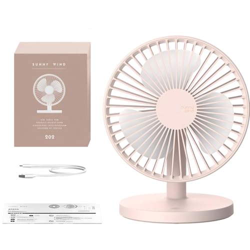 Deskium Ventilador de escritorio portátil, mini ventilador recargable, funcionamiento silencioso, ventilador USB de 3 velocidades para dormitorio, oficina, viajes, 7.1 x 5.5 x 8.7 pulgadas