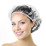 Aquior Shower Cap Disposable, 50 PCS Bath Caps Large Thick Clear Waterproof Plastic Elastic Hair Bath Caps for Women Kids Girls, Travel Spa, Hotel and Hair Solon, Home Use