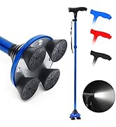 BESTABLE Quad Base Cane, Quad Base Walking Stick Adjustable Walking Cane Collapsible Lightweight For Man And Woman For Seniors, Disabled, Adults For Extra Safety