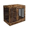 Rustic Brown Heavy Duty Furniture Dog Crate, Wood and Metal Kennel Cage, Pet House End Table with Drawer and Pull-Out Design, Dog Home for Indoor use, Medium Size