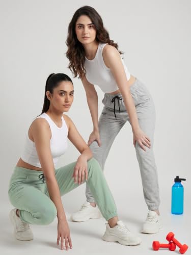 Image of Fflirtygo Cotton Solid Joggers /Track Pant /Solid Pajama /Leggings �100% Export Quality Soft Cotton Night Wear /Pocket Pyjama for Women Combo Pack of 2Pcs, Blue and Grey