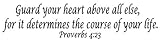 byyoursidedecal Guard Your Heart Above All Else,for it Determines The Course of Your Life.Proverbs 4:23 Vinyl Wall Decal,Art Quotes 5' high x 22.5' Wide