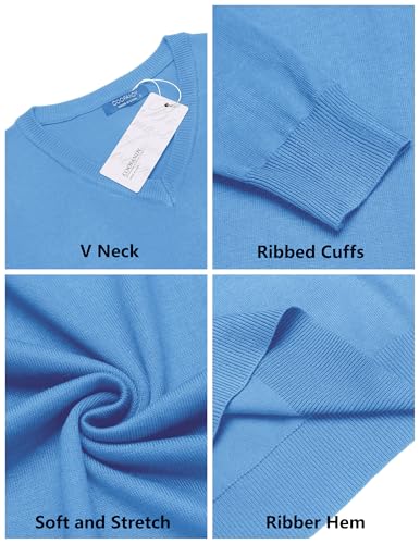 Image of COOFANDY Mens Casual V Neck Sweater Knit Slim Fit Long Sleeve Pullover Top