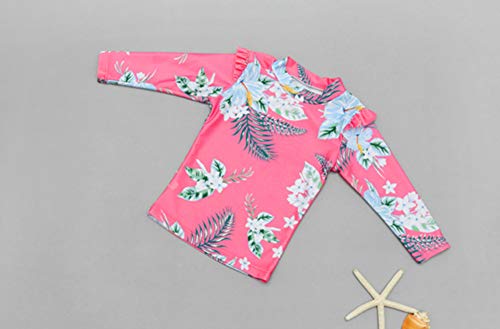 Monvecle Little to Big Girls' Long Sleeve 2-Pieces Sun Protective Rashgurad Set UPF 50+4