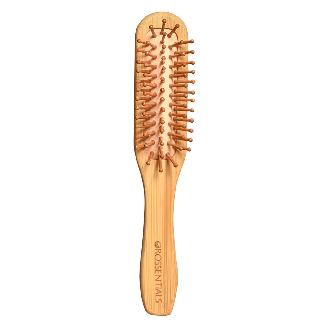 Hair brush for Women & Men Wooden Paddle hair brush for men women Curly hair Wooden brush for hair growth with flat paddle brush (Brown, Long Handle)