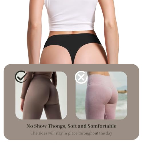 High Waist Cotton Thongs Women Cotton Rib Comfortable Soft Thongs Panties Pack 64