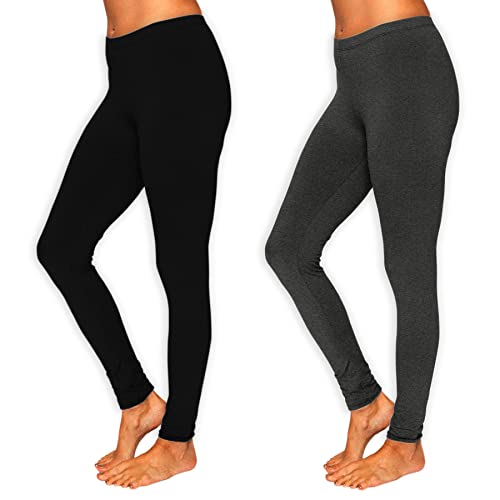 Luouse Toddler Girls Stretch Soft Athletic Leggings Little Kids Skinny Dance Pants 2 Packs Sets Ankle Length Size 10T - 11T Black Grey #TOP3