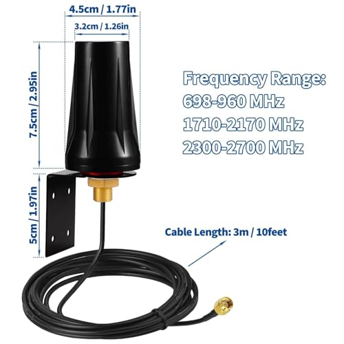 Bingfu 4G LTE Antenne Outdoor 5dBi SMA Stecker Antenne Außenwandmontage wasserdichte für 4G LTE Router Gateway Modem Hotspot Trail Kamera Smart Home Energie Monitor