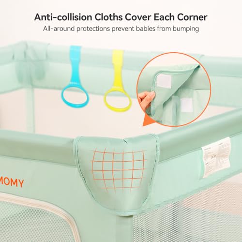 Image of COMOMY Playpens for Babies and Toddlers, Small Baby Play Pens, Activity Center for Baby Safe and Non-Slip Baby Fence, Full Mesh Design, Indoor & Outdoor Kids Activity Center (Dark Green, 50 inchx50 inch)